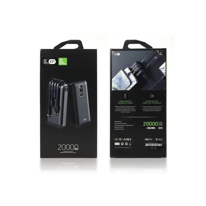 Power Bank King Power KP-27 20000 mAh 4 вбудованих кабеля